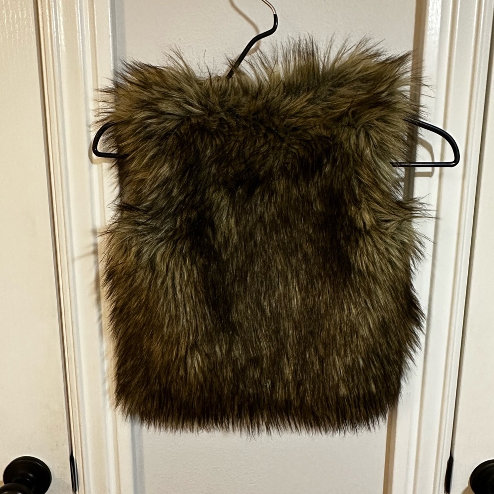 Kids Faux Fur Vest 6/7 — Brown Olive Fall Layering — Cherokee Target - Picture 2 of 5